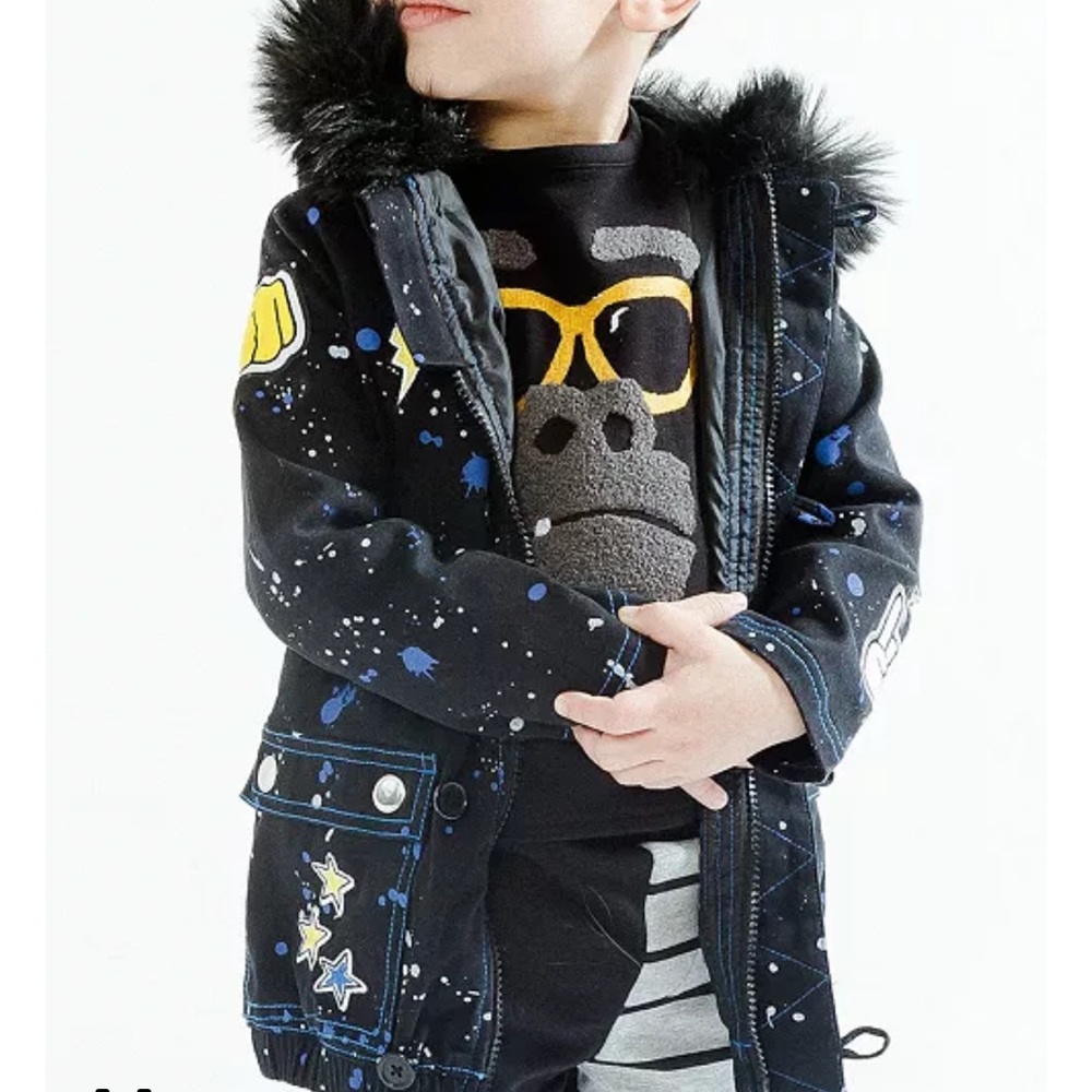 Stylish Black Kids Jacket with Blue Accents